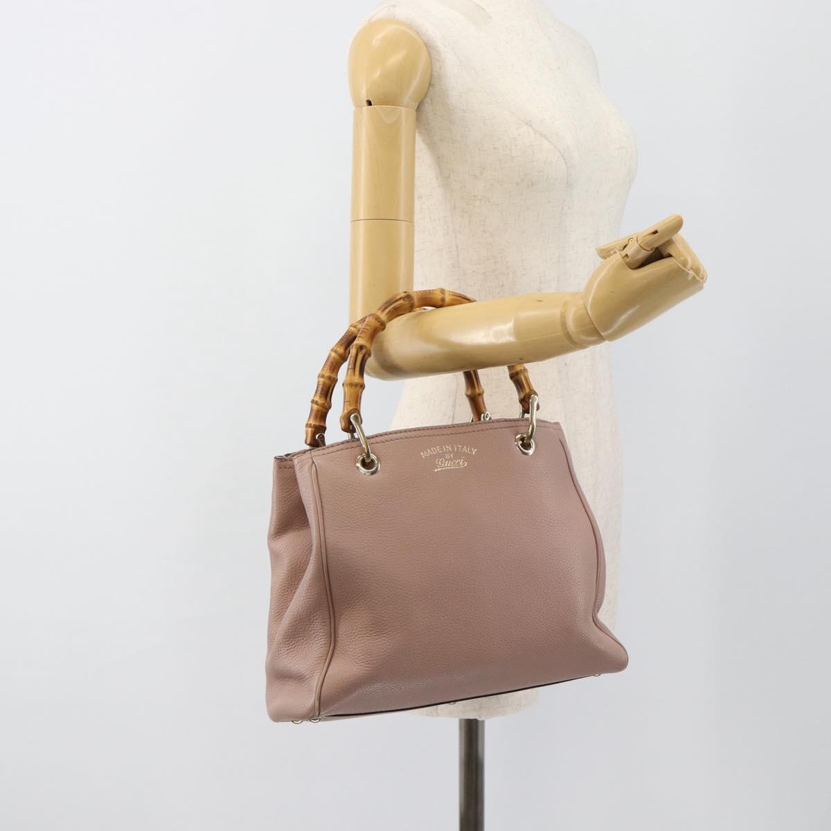 GUCCI Bamboo Hand Bag Leather Beige Gold 336032 Auth 185115A