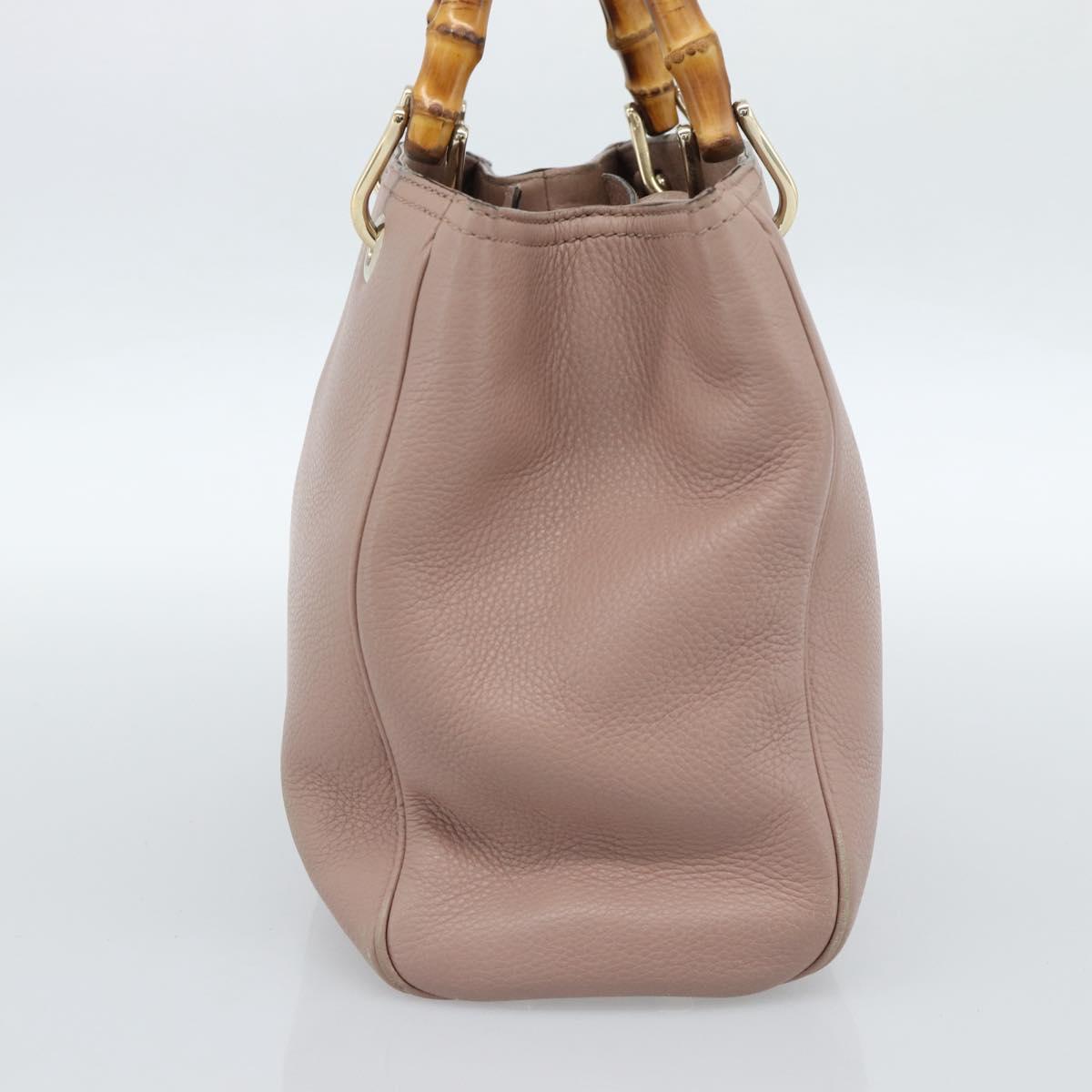 GUCCI Bamboo Hand Bag Leather Beige Gold 336032 Auth 185115A