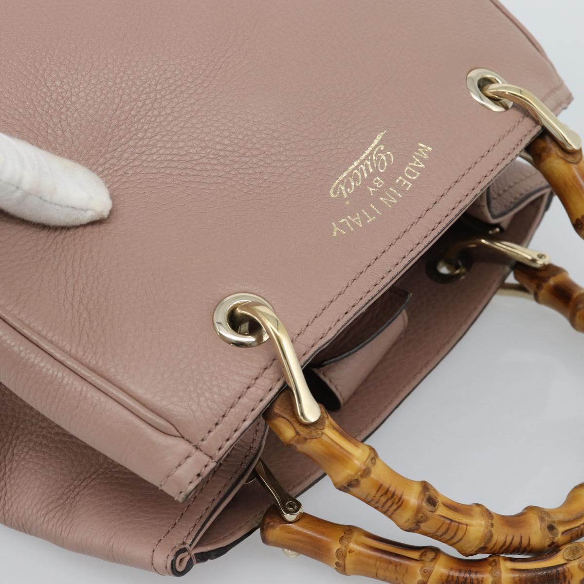 GUCCI Bamboo Hand Bag Leather Beige Gold 336032 Auth 185115A