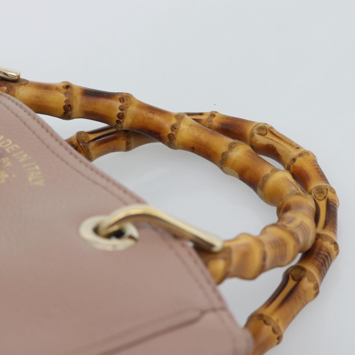 GUCCI Bamboo Hand Bag Leather Beige Gold 336032 Auth 185115A