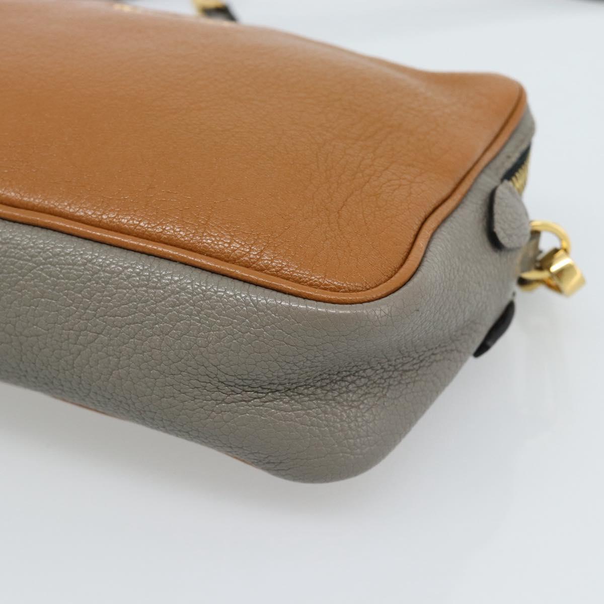 Miu Miu Shoulder Bag Leather Brown Gold Auth 185116A