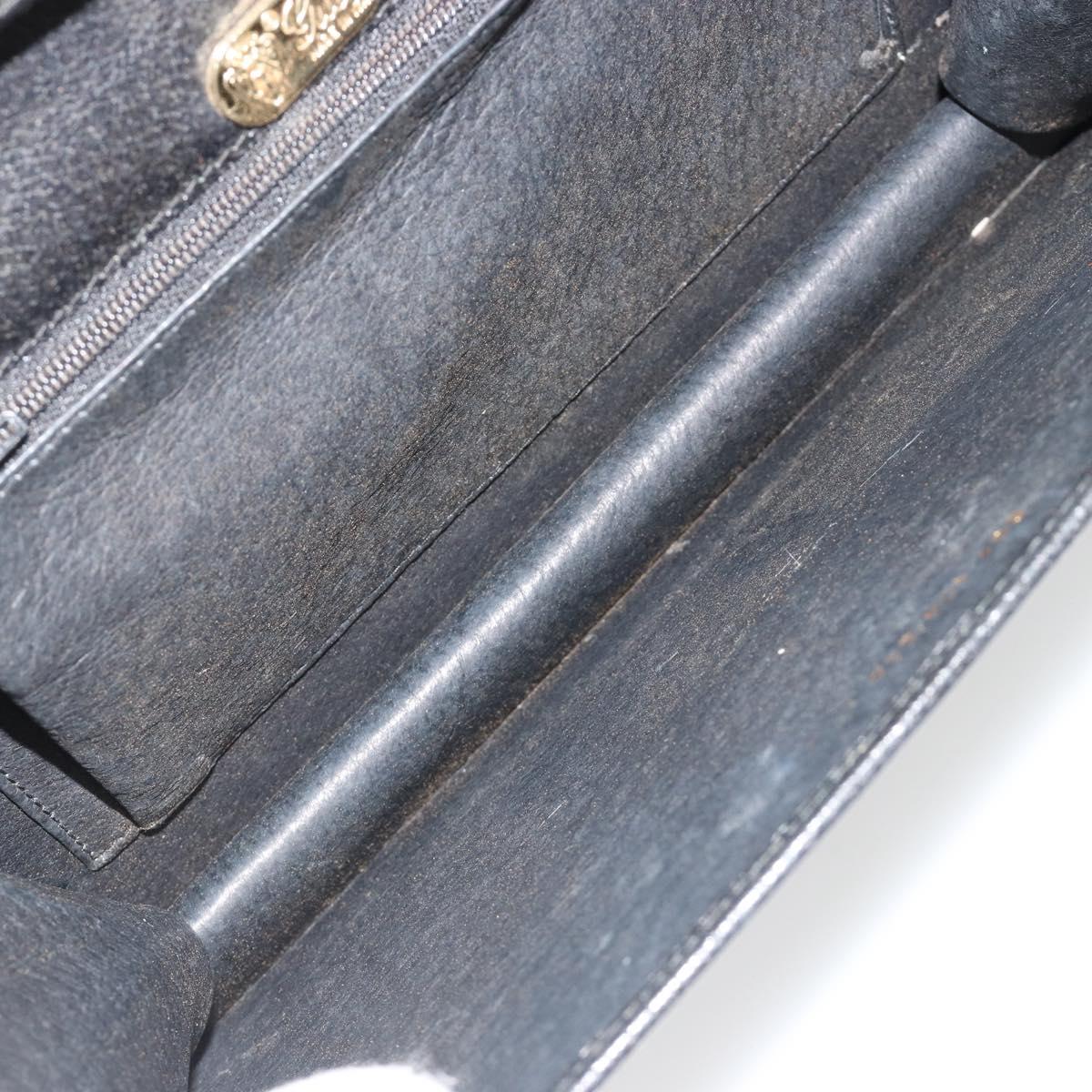 GUCCI Chain Shoulder Bag Leather Black Gold Auth 185118A