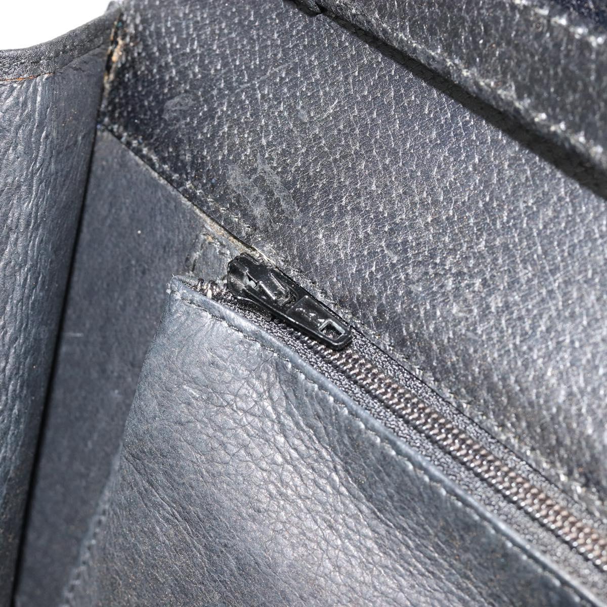 GUCCI Chain Shoulder Bag Leather Black Gold Auth 185118A