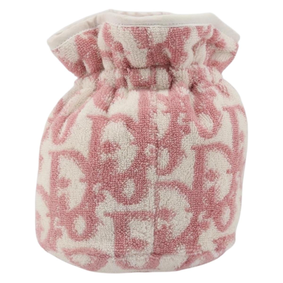 Christian Dior Trotter Canvas Pouch Pile Pink Auth 185119