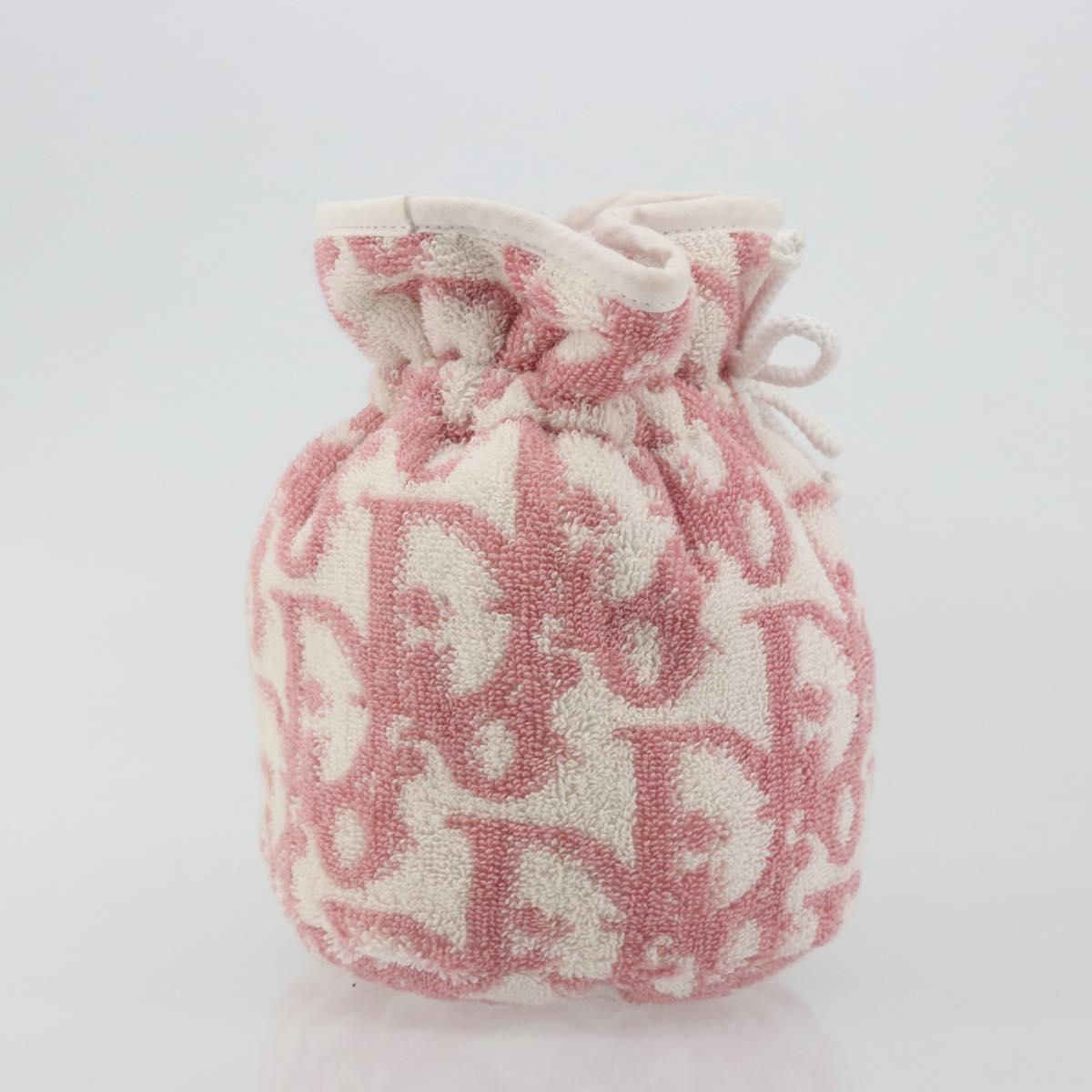 Christian Dior Trotter Canvas Pouch Pile Pink Auth 185119