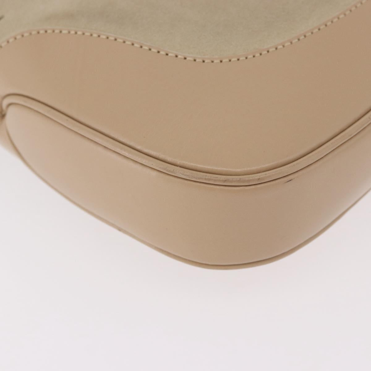 GUCCI Jackie Shoulder Bag Suede Beige Silver Auth 185120V