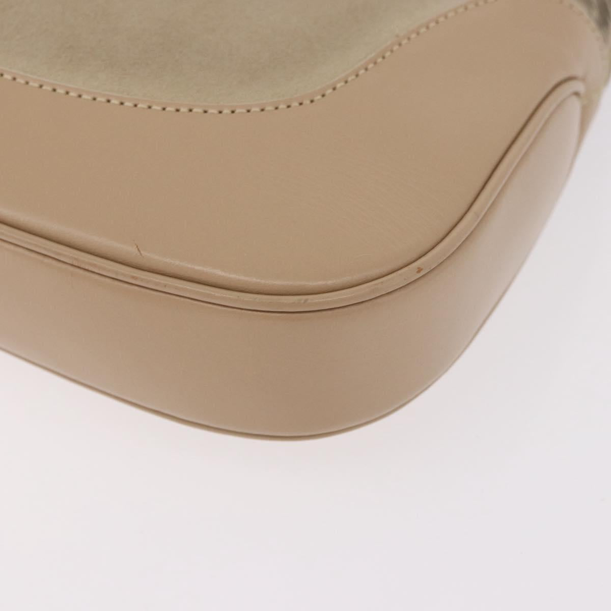 GUCCI Jackie Shoulder Bag Suede Beige Silver Auth 185120V