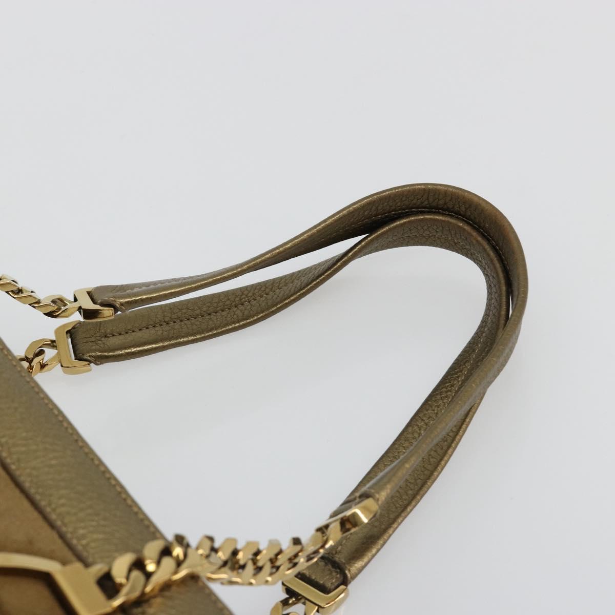 CARTIER Ladonia Chain Tote Bag Suede Gold Auth 185121A