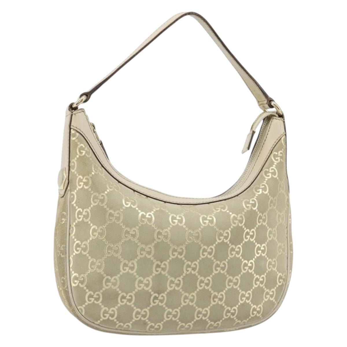 GUCCI GG Canvas Shoulder Bag Ivory Gold 154395 Auth 185122A