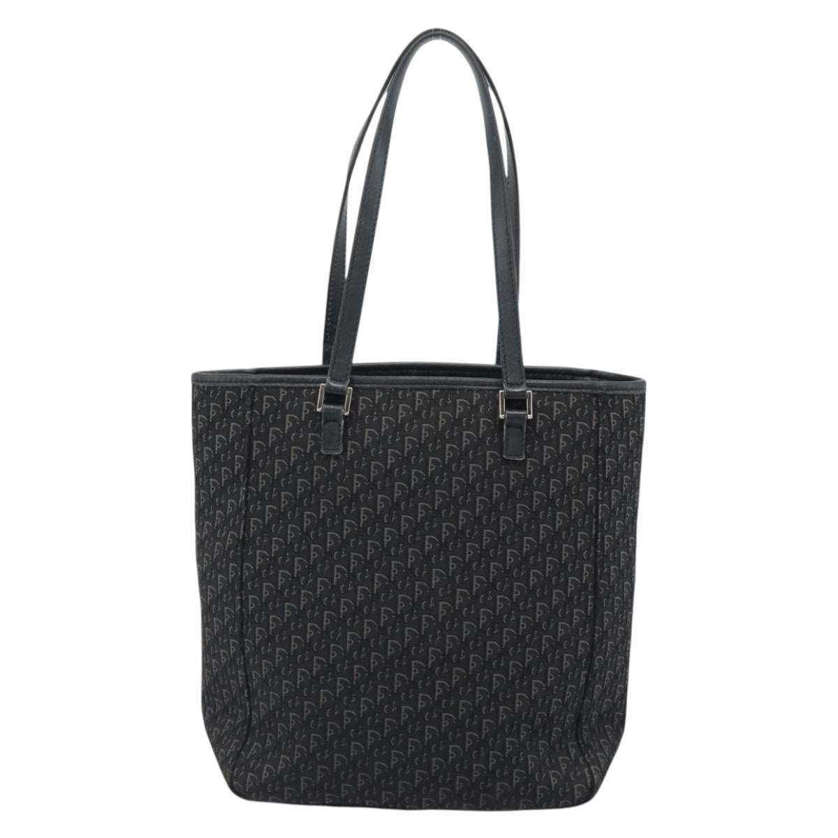 Christian Dior Trotter Canvas Tote Bag Black Silver Auth 185124