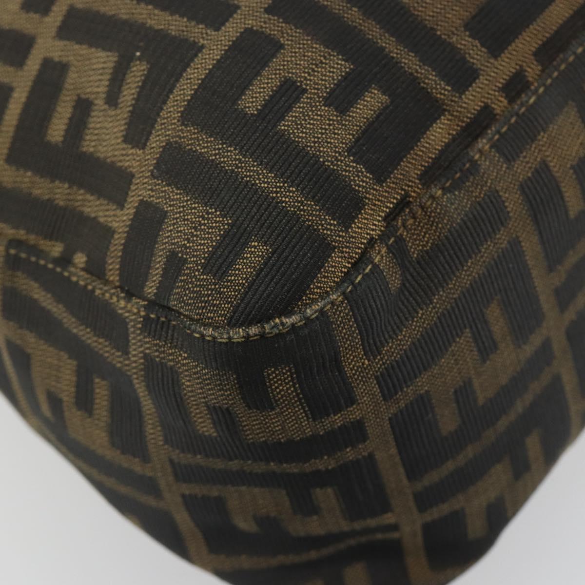 FENDI Zucca Canvas Mamma Baguette Shoulder Bag Black Brown Auth 185126