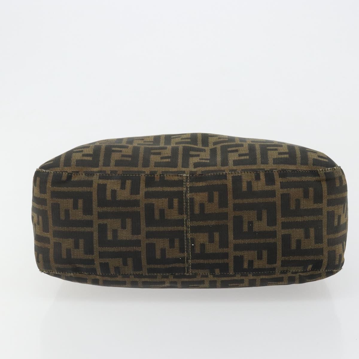 FENDI Zucca Canvas Mamma Baguette Shoulder Bag Black Brown Auth 185126