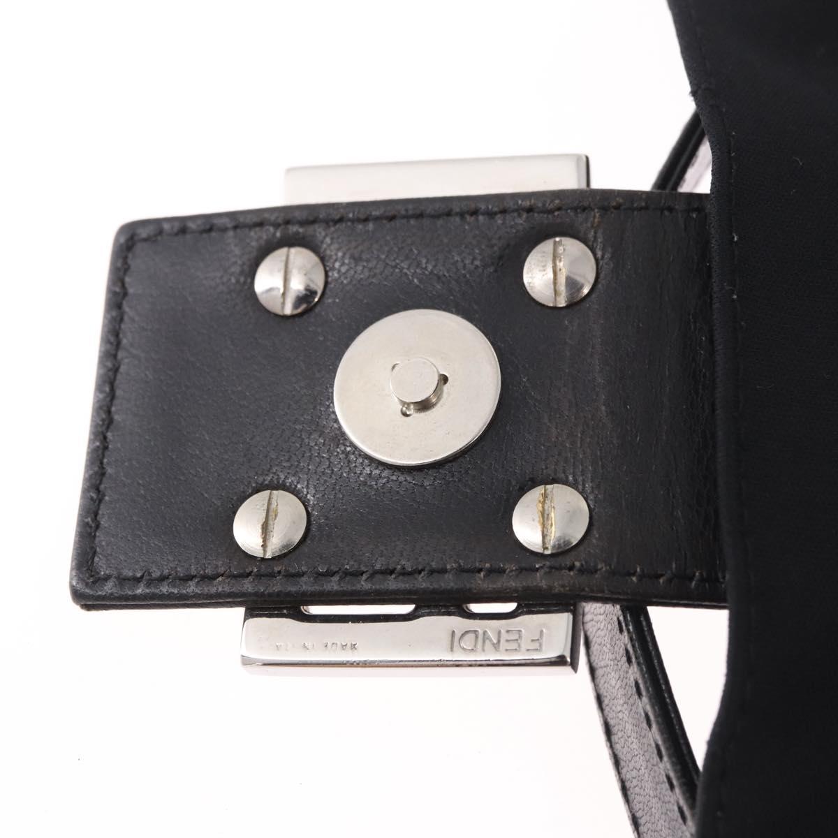 FENDI Mamma Baguette Shoulder Bag Cotton jersey Black Silver Auth 185127V