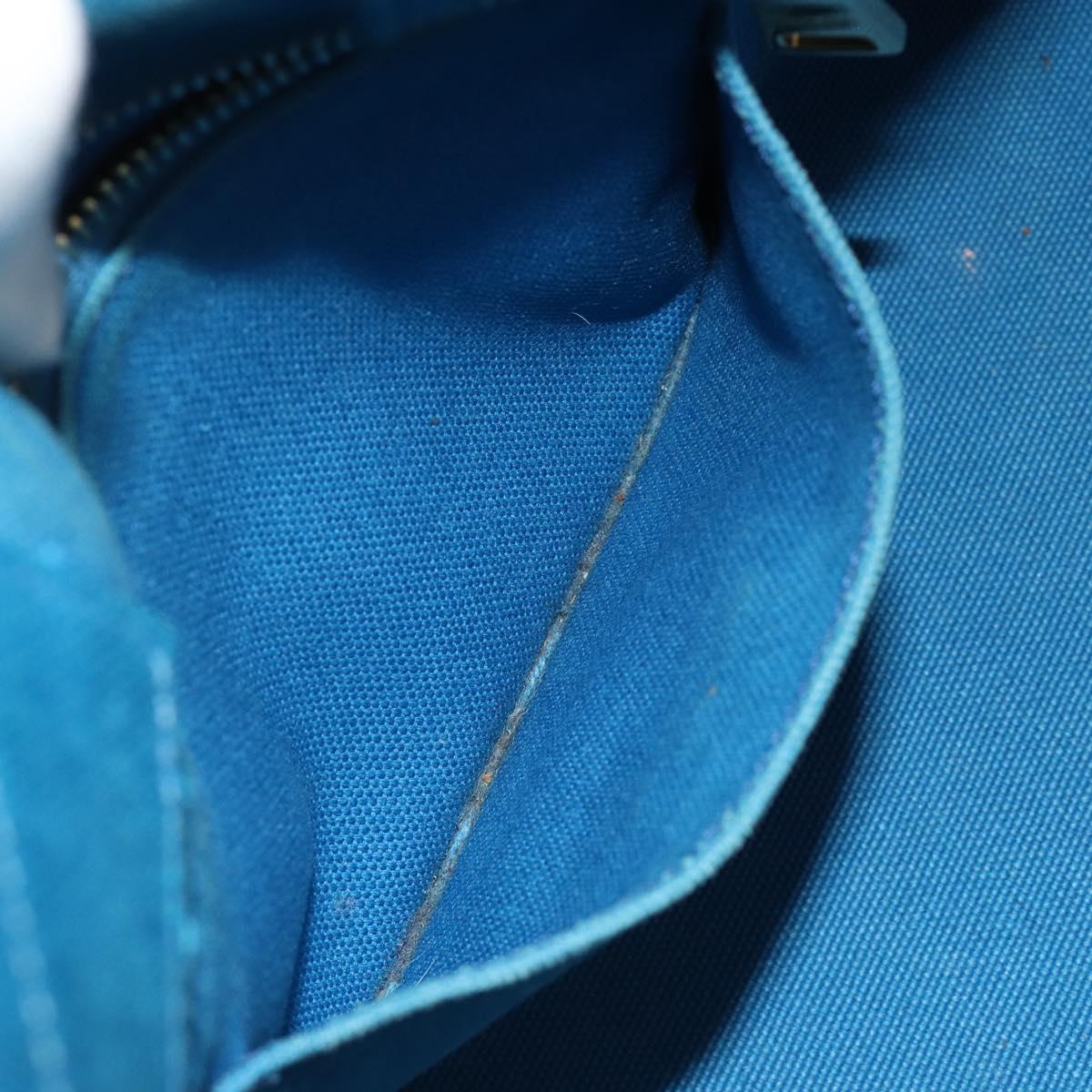 PRADA Kanapa MM Hand Bag Canvas Blue Gold Auth 185130