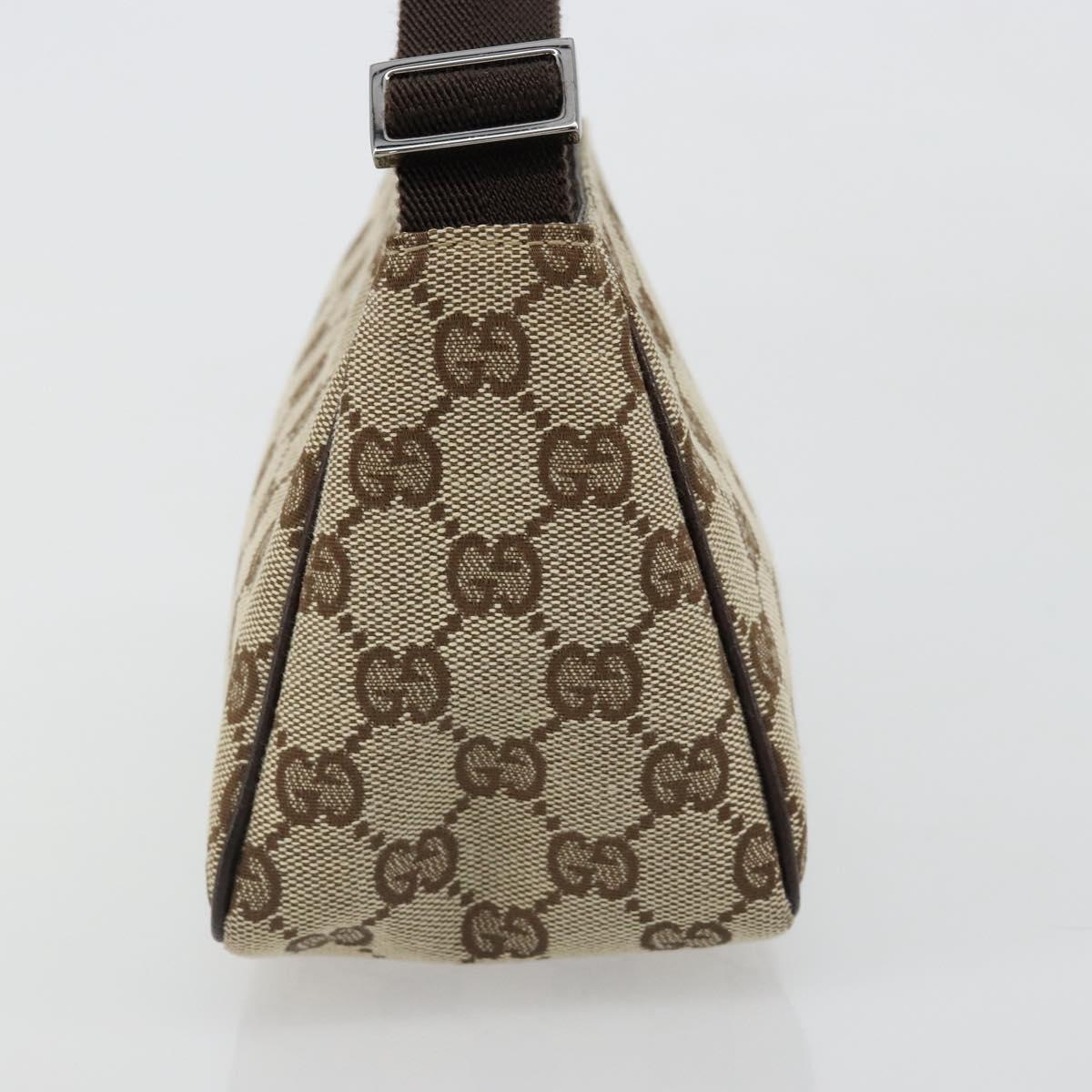 GUCCI GG Canvas Hand Pouch Beige Silver 106644 Auth 185131A