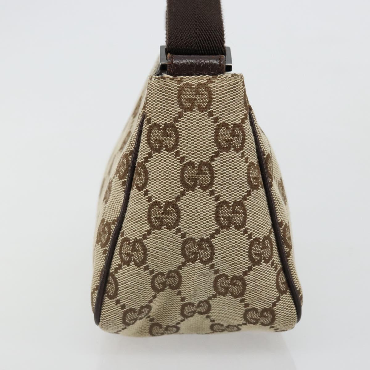 GUCCI GG Canvas Hand Pouch Beige Silver 106644 Auth 185131A