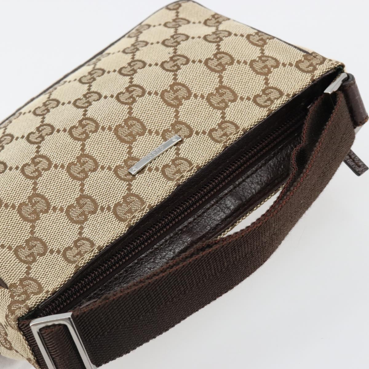 GUCCI GG Canvas Hand Pouch Beige Silver 106644 Auth 185131A