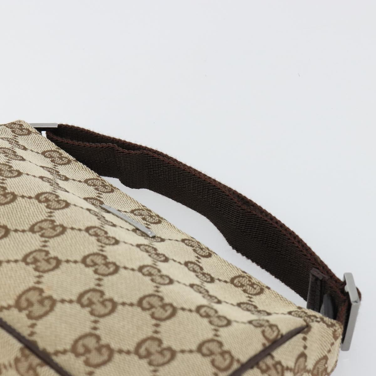 GUCCI GG Canvas Hand Pouch Beige Silver 106644 Auth 185131A
