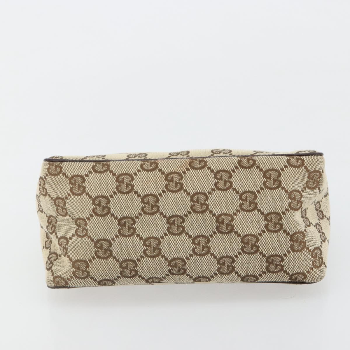 GUCCI GG Canvas Hand Pouch Beige Silver 106644 Auth 185131A