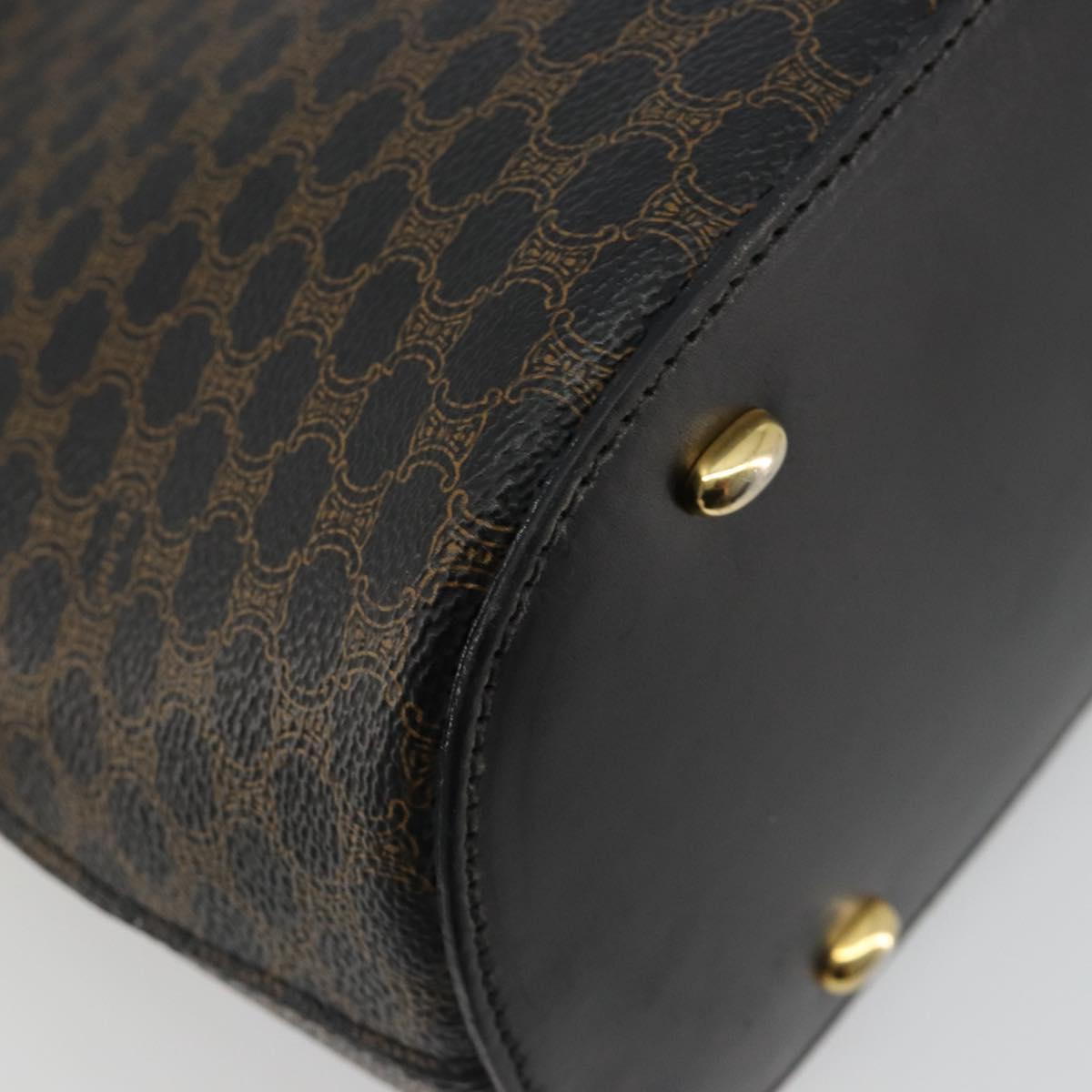 CELINE Macadam Canvas Hand Bag PVC Leather Black Gold Auth 185132A