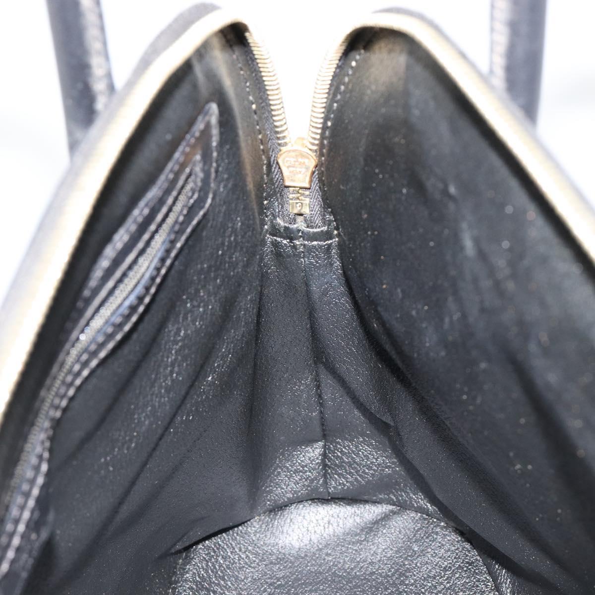 CELINE Macadam Canvas Hand Bag PVC Leather Black Gold Auth 185132A