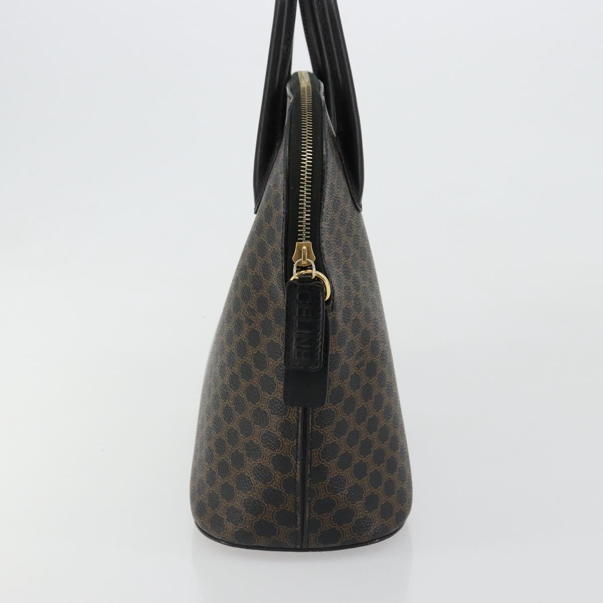 CELINE Macadam Canvas Hand Bag PVC Leather Black Gold Auth 185132A