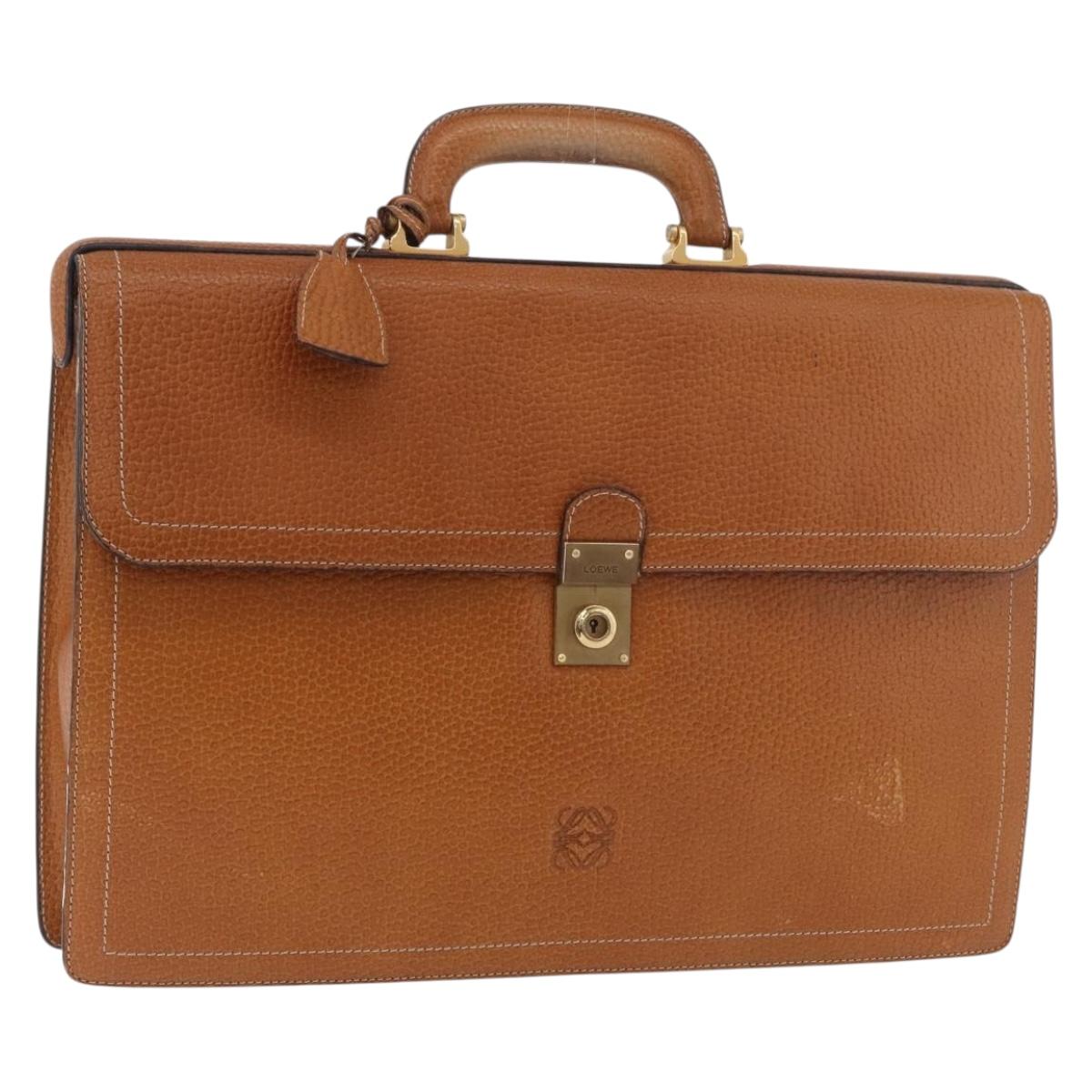 LOEWE Anagram Business Bag Leather Brown Gold Auth 185133