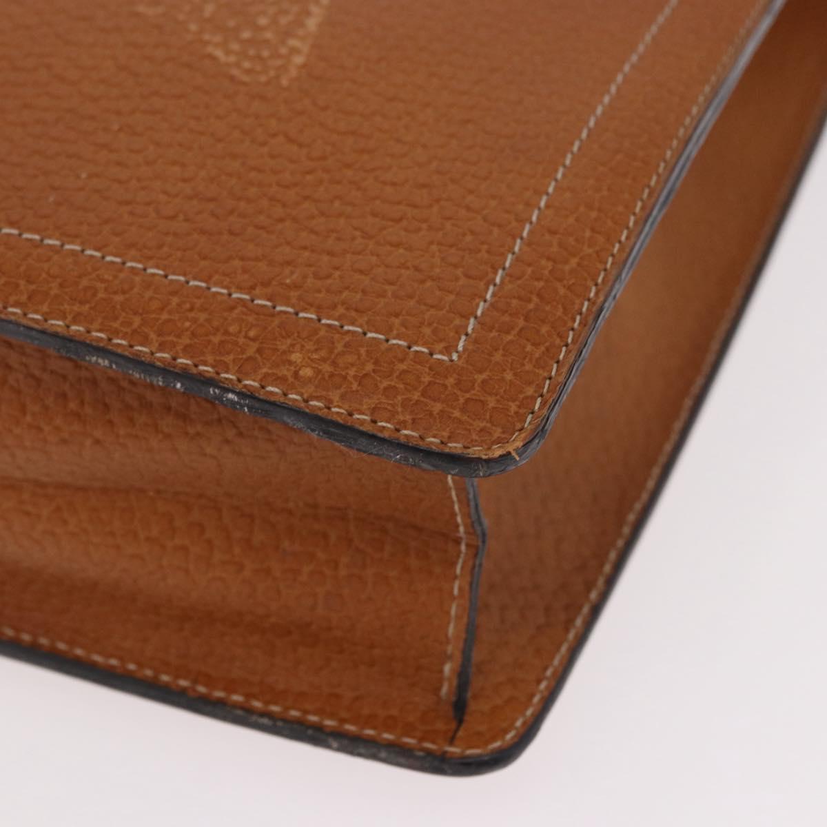 LOEWE Anagram Business Bag Leather Brown Gold Auth 185133