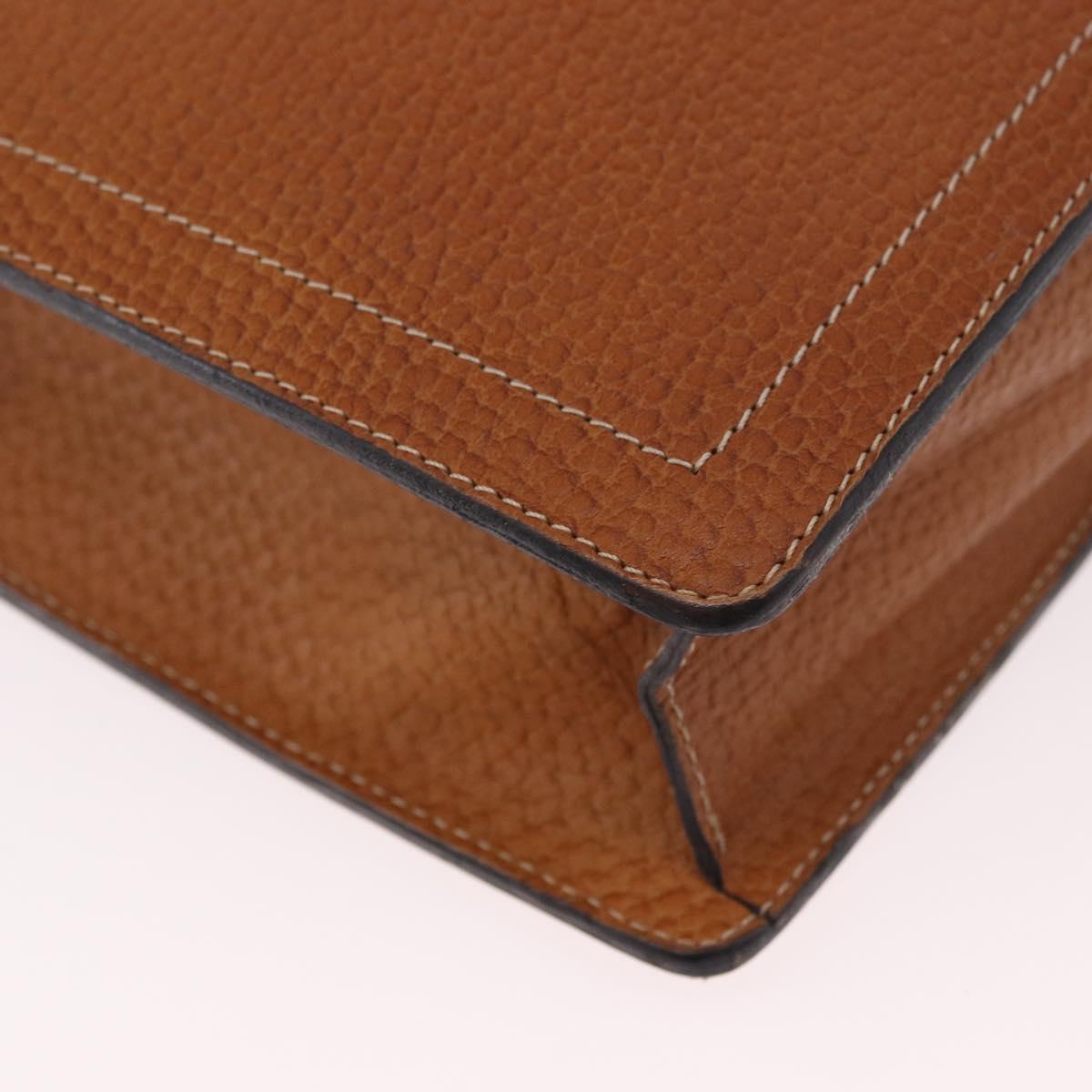 LOEWE Anagram Business Bag Leather Brown Gold Auth 185133