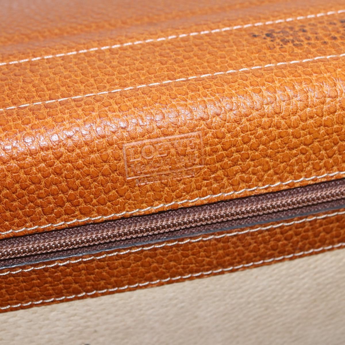 LOEWE Anagram Business Bag Leather Brown Gold Auth 185133