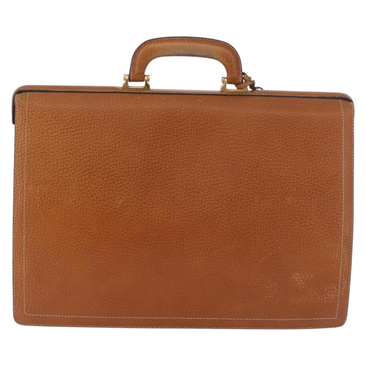 LOEWE Anagram Business Bag Leather Brown Gold Auth 185133