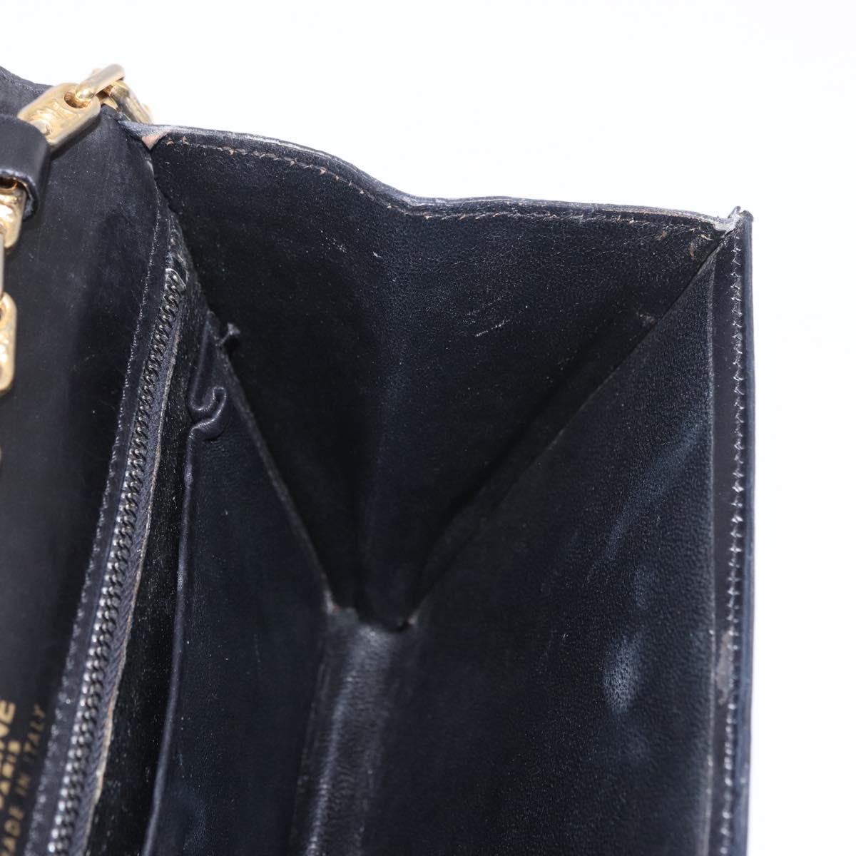 CELINE Chain Shoulder Bag Leather Black Gold Auth 185136V
