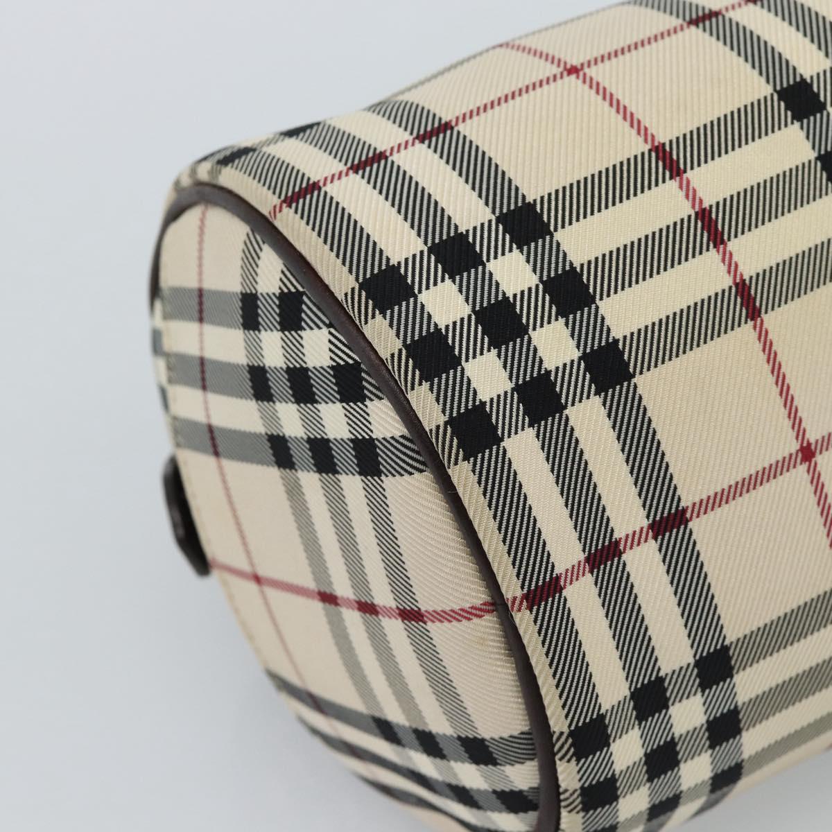 BURBERRY Nova Check Hand Bag Canvas Beige Silver Auth 185137A