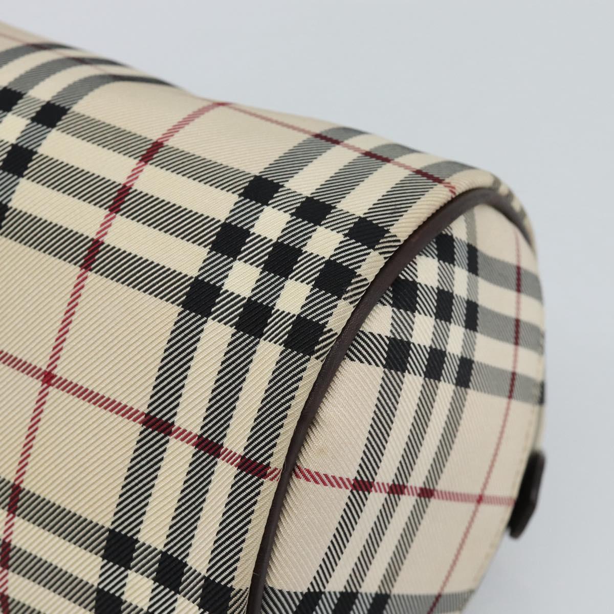 BURBERRY Nova Check Hand Bag Canvas Beige Silver Auth 185137A