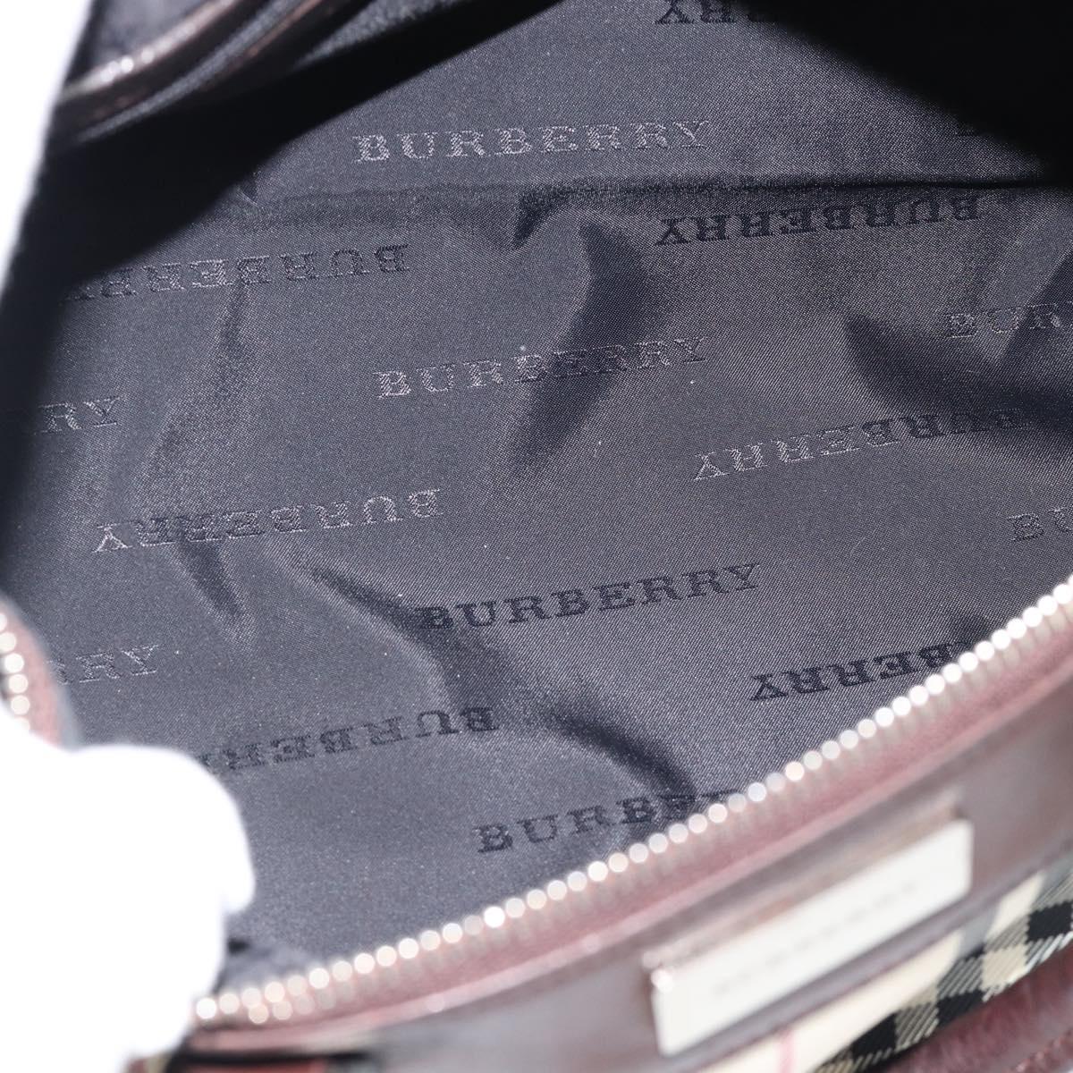 BURBERRY Nova Check Hand Bag Canvas Beige Silver Auth 185137A