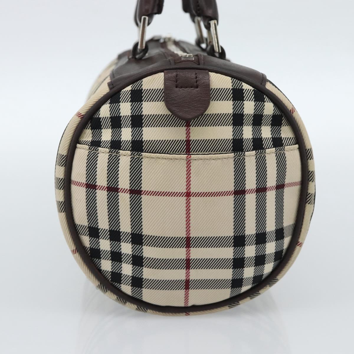 BURBERRY Nova Check Hand Bag Canvas Beige Silver Auth 185137A