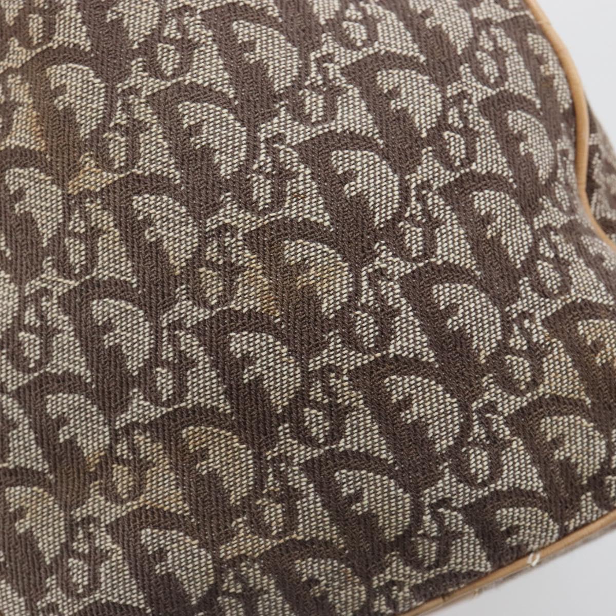 Christian Dior Trotter Canvas Hand Bag Brown Gold Auth 185139