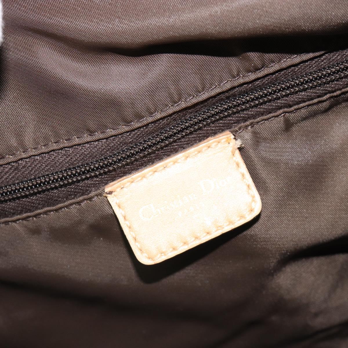 Christian Dior Trotter Canvas Hand Bag Brown Gold Auth 185139