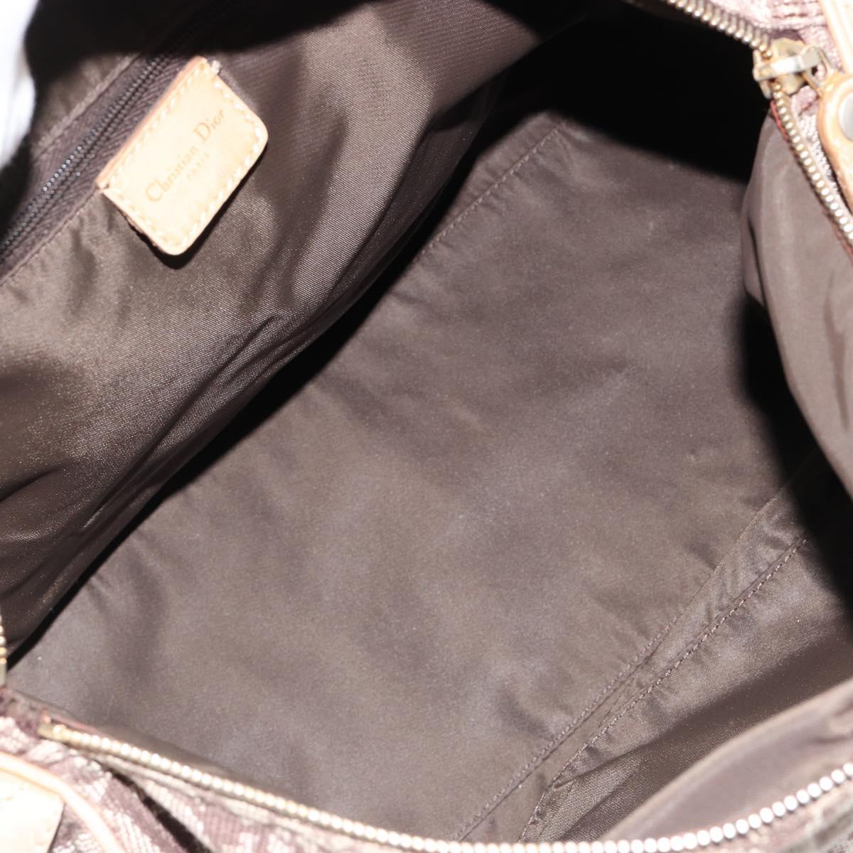 Christian Dior Trotter Canvas Hand Bag Brown Gold Auth 185139