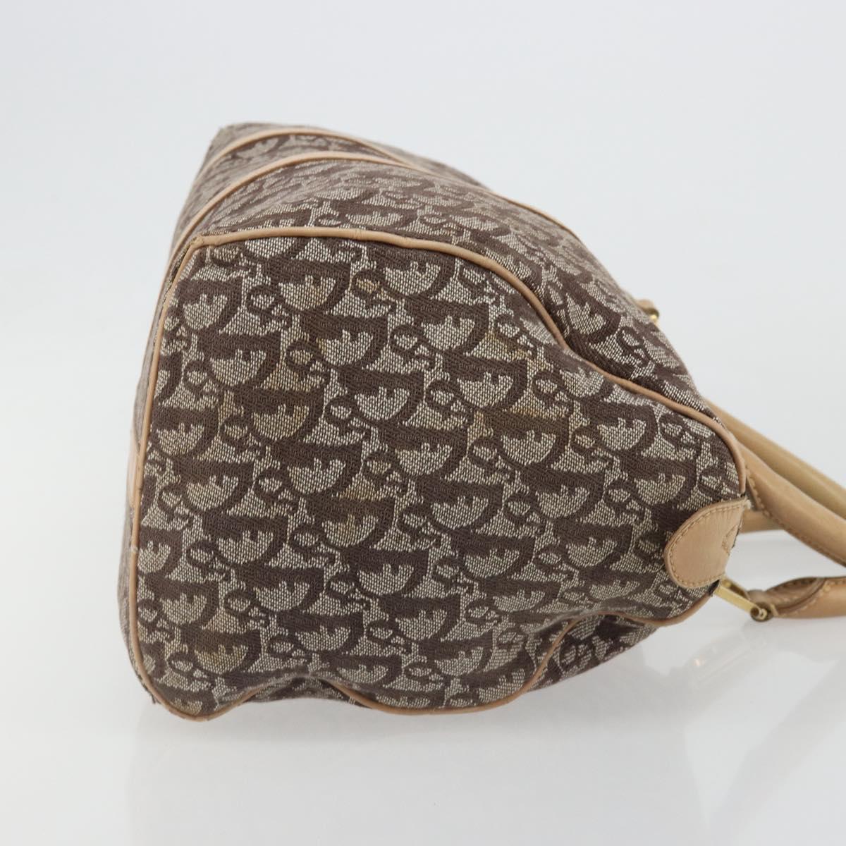 Christian Dior Trotter Canvas Hand Bag Brown Gold Auth 185139