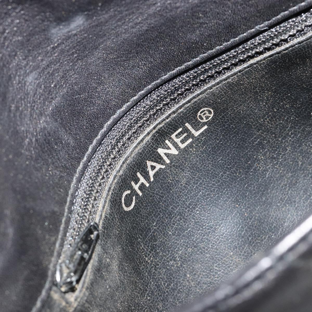CHANEL Matelasse Waist Bag Lamb Skin Black Gold CC Auth 185140