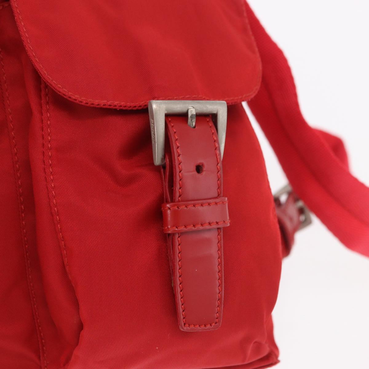 PRADA Backpack Nylon Red Silver Auth 185141V