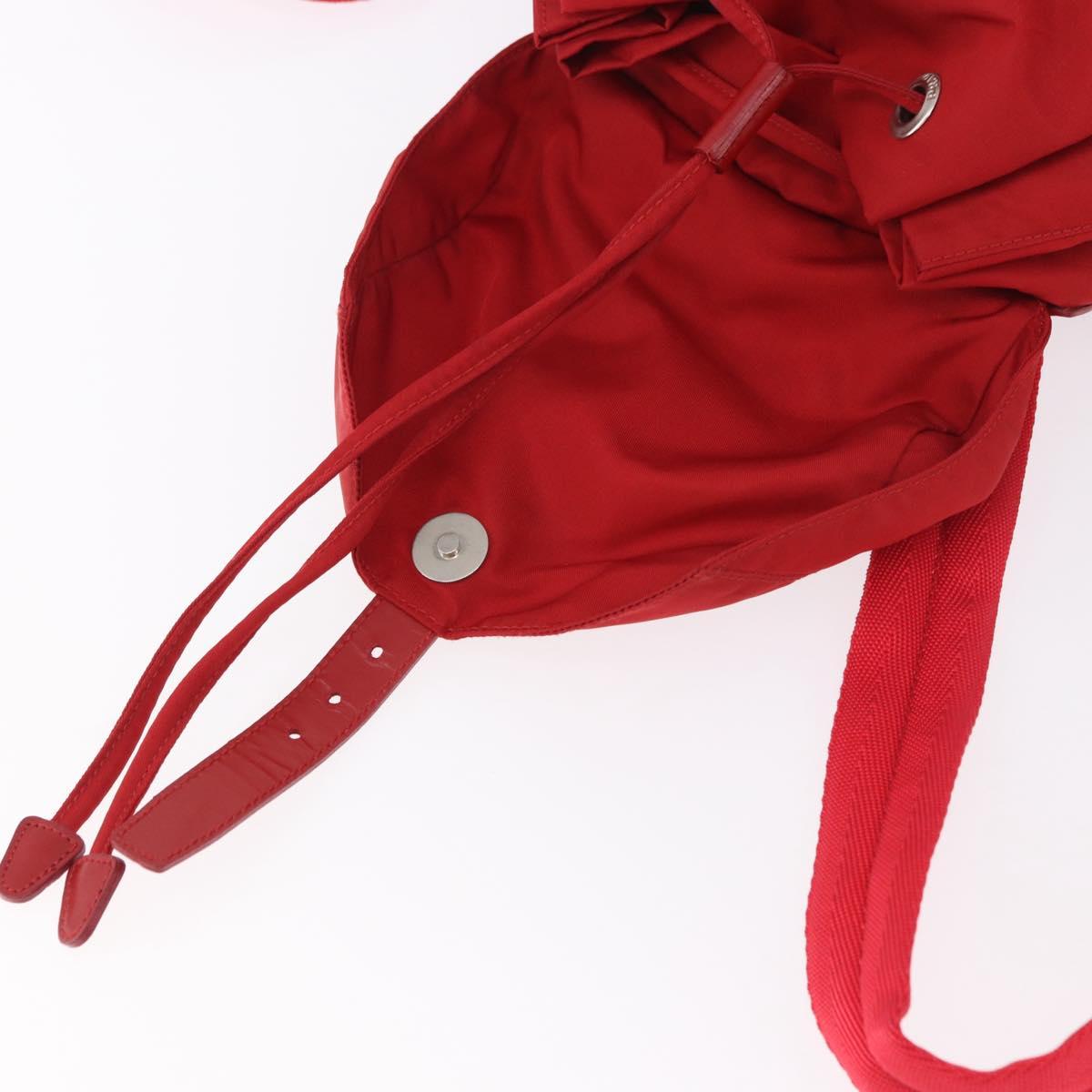 PRADA Backpack Nylon Red Silver Auth 185141V