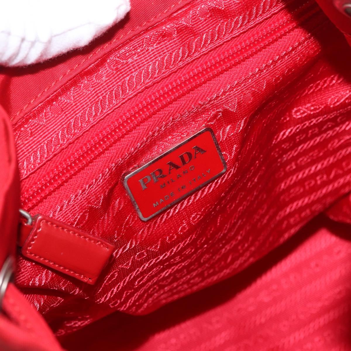 PRADA Backpack Nylon Red Silver Auth 185141V