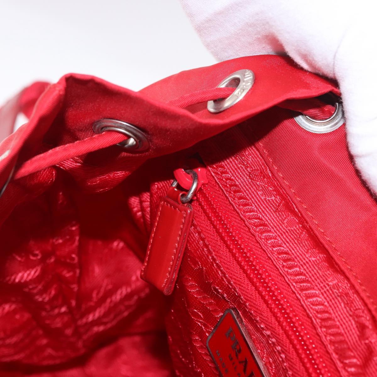 PRADA Backpack Nylon Red Silver Auth 185141V
