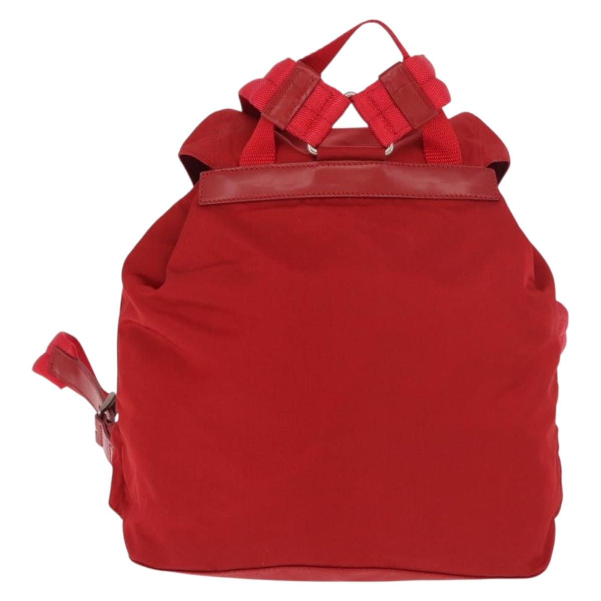 PRADA Backpack Nylon Red Silver Auth 185141V