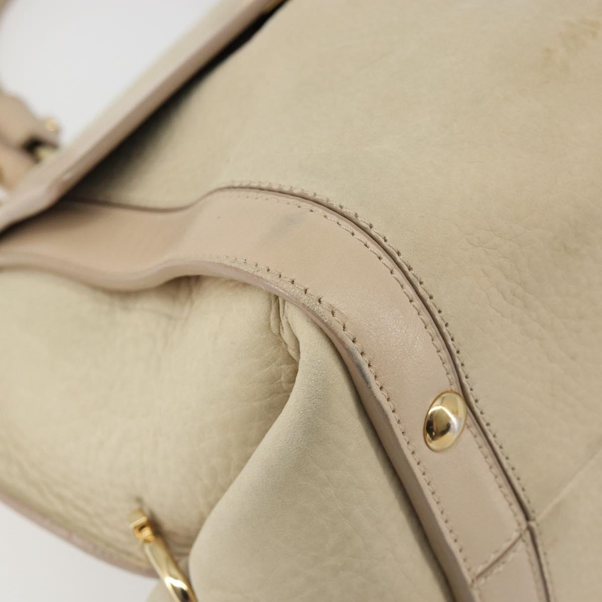 Salvatore Ferragamo Gancini Hand Bag Leather 2way Ivory Gold Auth 185142A