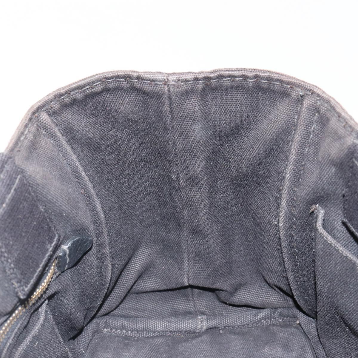 PRADA Canapa PM Hand Bag Canvas Black Gold Auth 185144