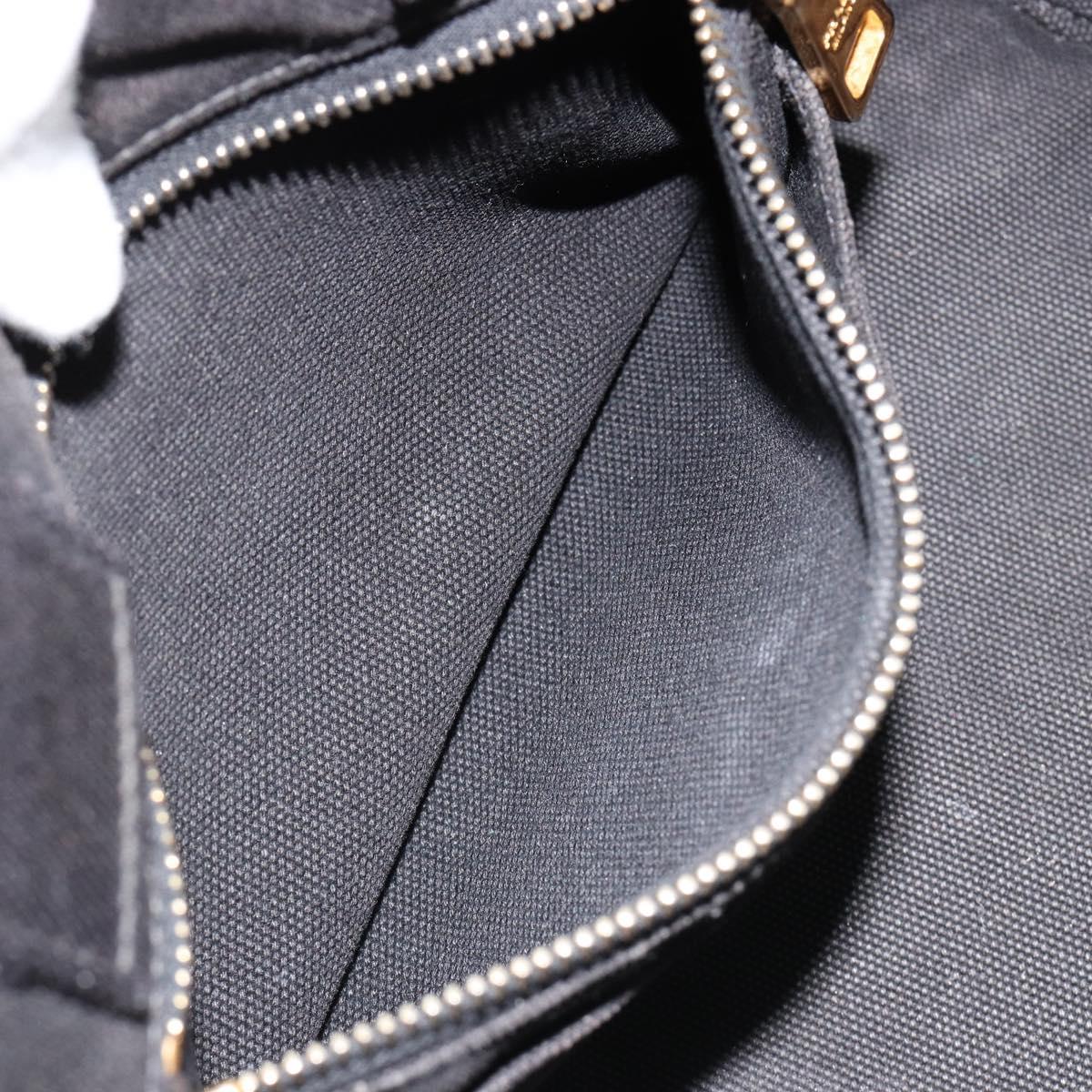 PRADA Canapa PM Hand Bag Canvas Black Gold Auth 185144