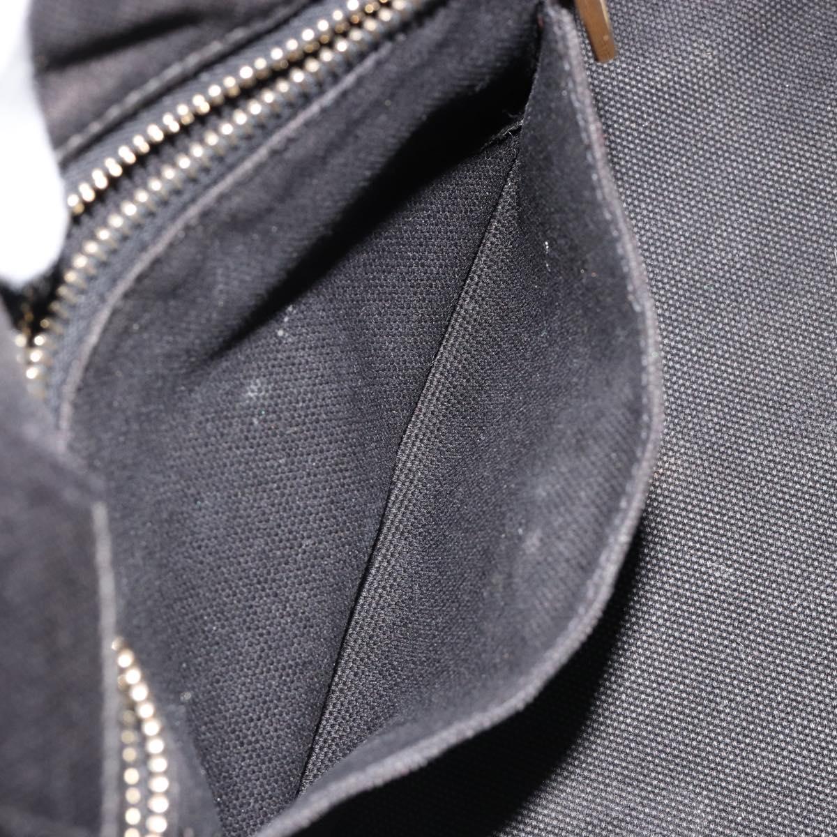 PRADA Canapa PM Hand Bag Canvas Black Gold Auth 185144